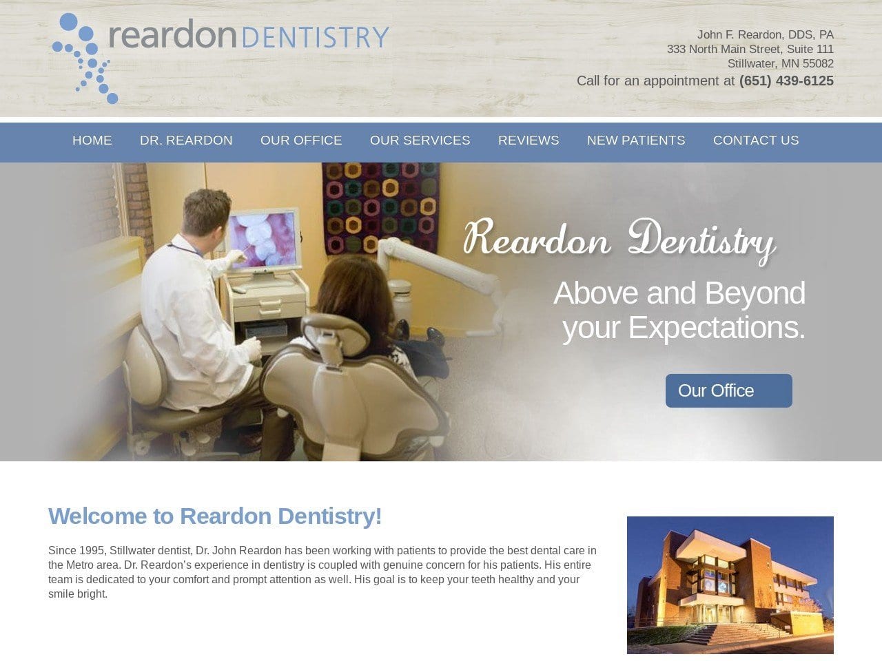 Reardon Dentist Website Screenshot from reardondentistry.com