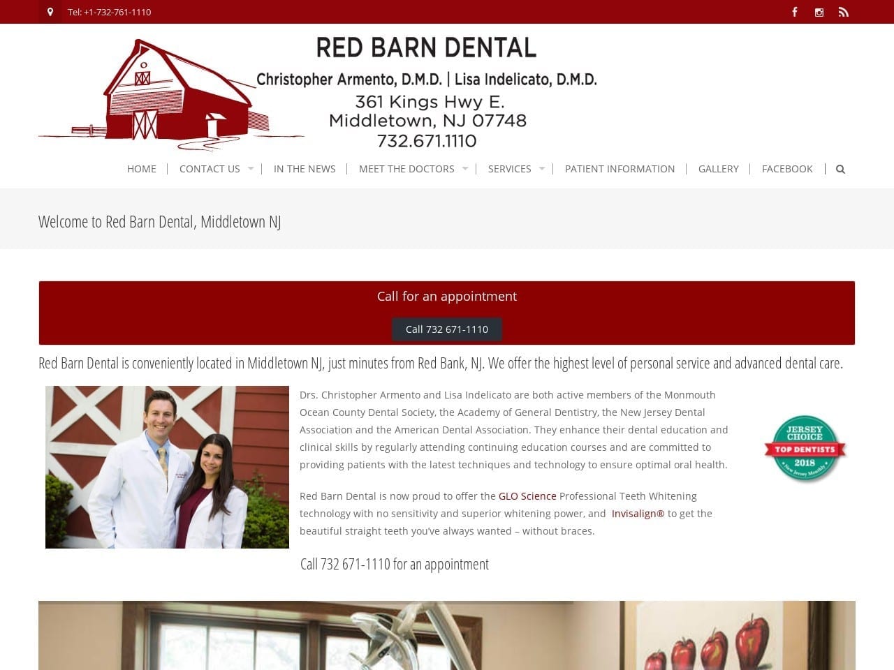 Red Barn Dental Website Screenshot from redbarndental.com