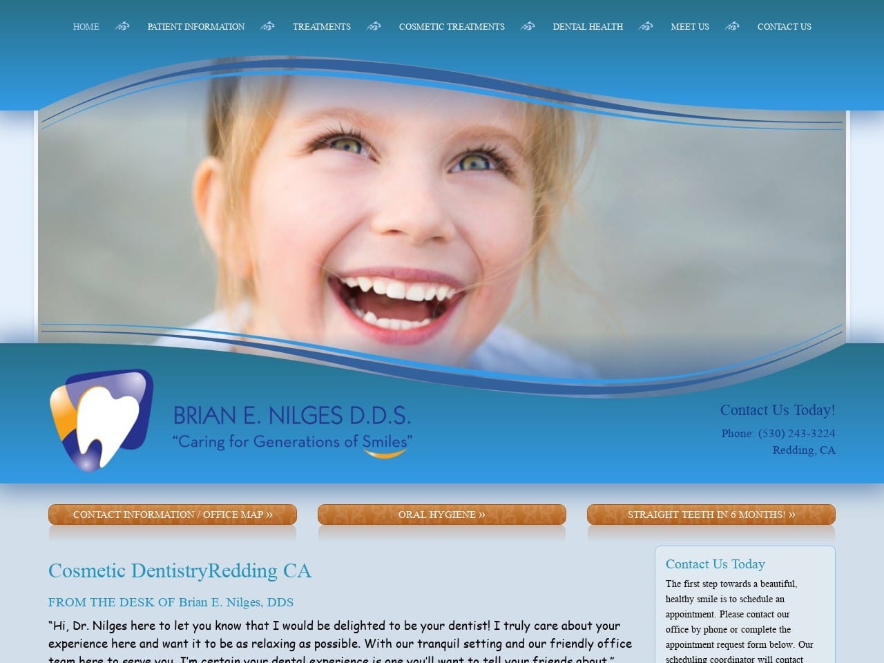 Redding Dentist Website Screenshot from reddingdentist.net