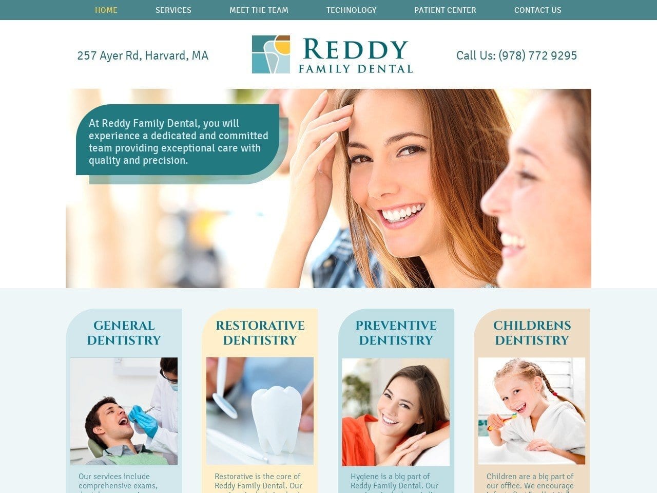 Reddy Family Dental Website Screenshot from reddyfamilydental.com