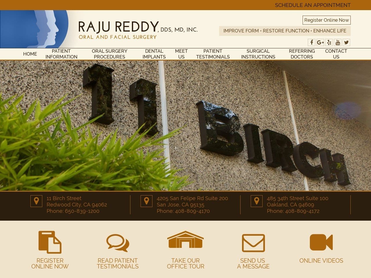 Raju Reddy DDS MD Website Screenshot from reddyoralsurgery.com