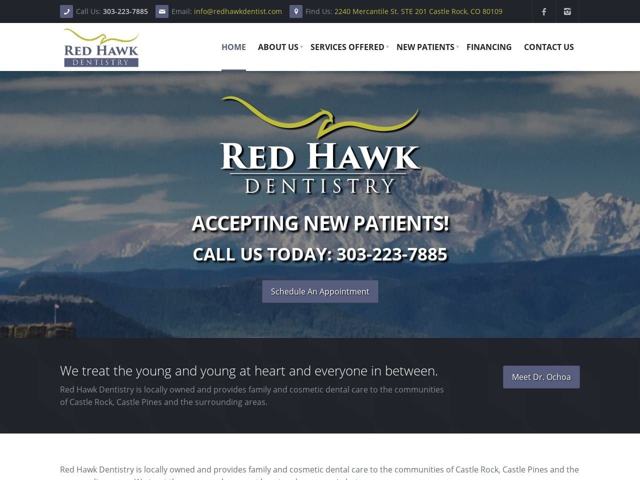 Red Hawk Dentistry Website Screenshot from redhawkdentist.com