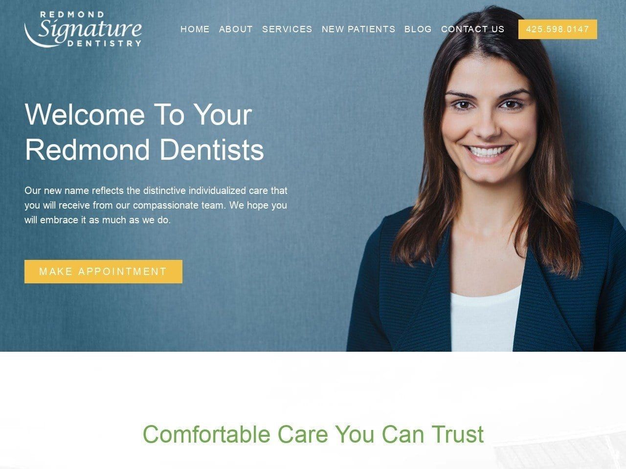 Redmond Family And Cosmetic Dentist Website Screenshot from redmonddentistry.com