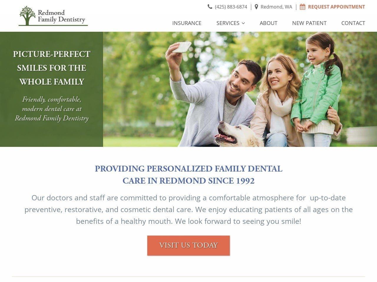 Redmond Family Dentist Website Screenshot from redmondfamilydentistry.com