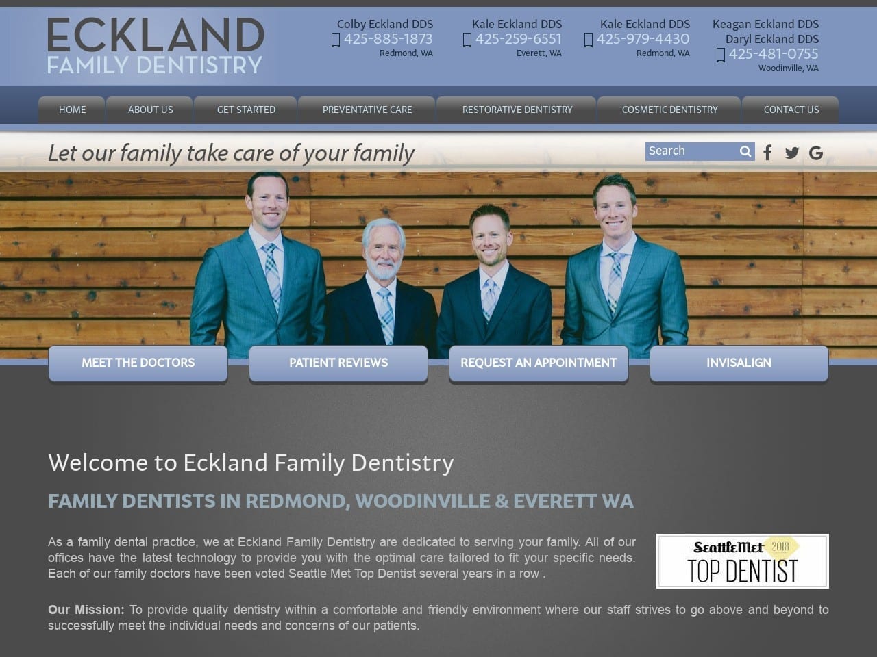 Redmond Smiles Dentist Website Screenshot from redmondsmiles.com