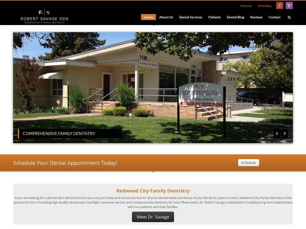 Redwood City Family Dentistry Website Screenshot from redwoodcityfamilydentistry.com