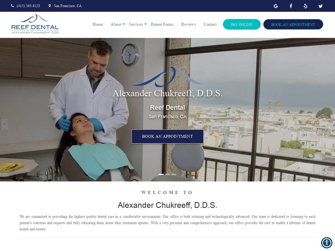 Alexander Chukreeff DDS Website Screenshot from reefdental.com