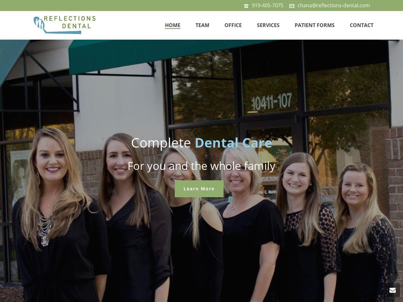 Reflections Dental Matthews Jennifer DDS Website Screenshot from reflections-dental.com