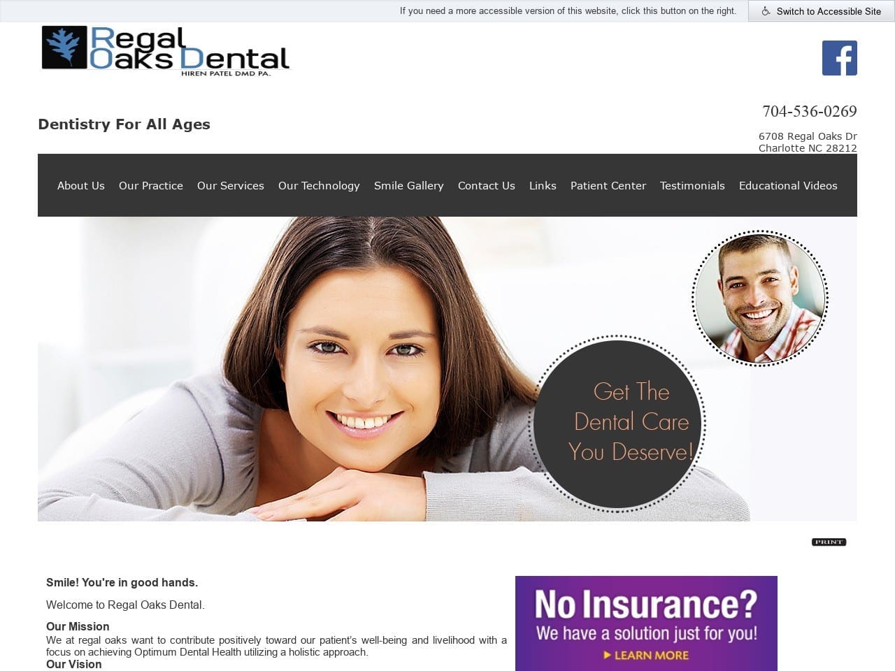 Regal Oaks Dental Office Website Screenshot from regaloaksdental.com