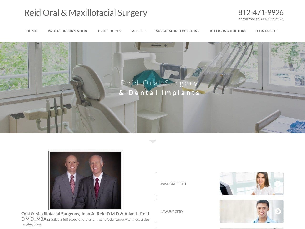 Reid Oral Surgery Website Screenshot from reidoralsurgery.com