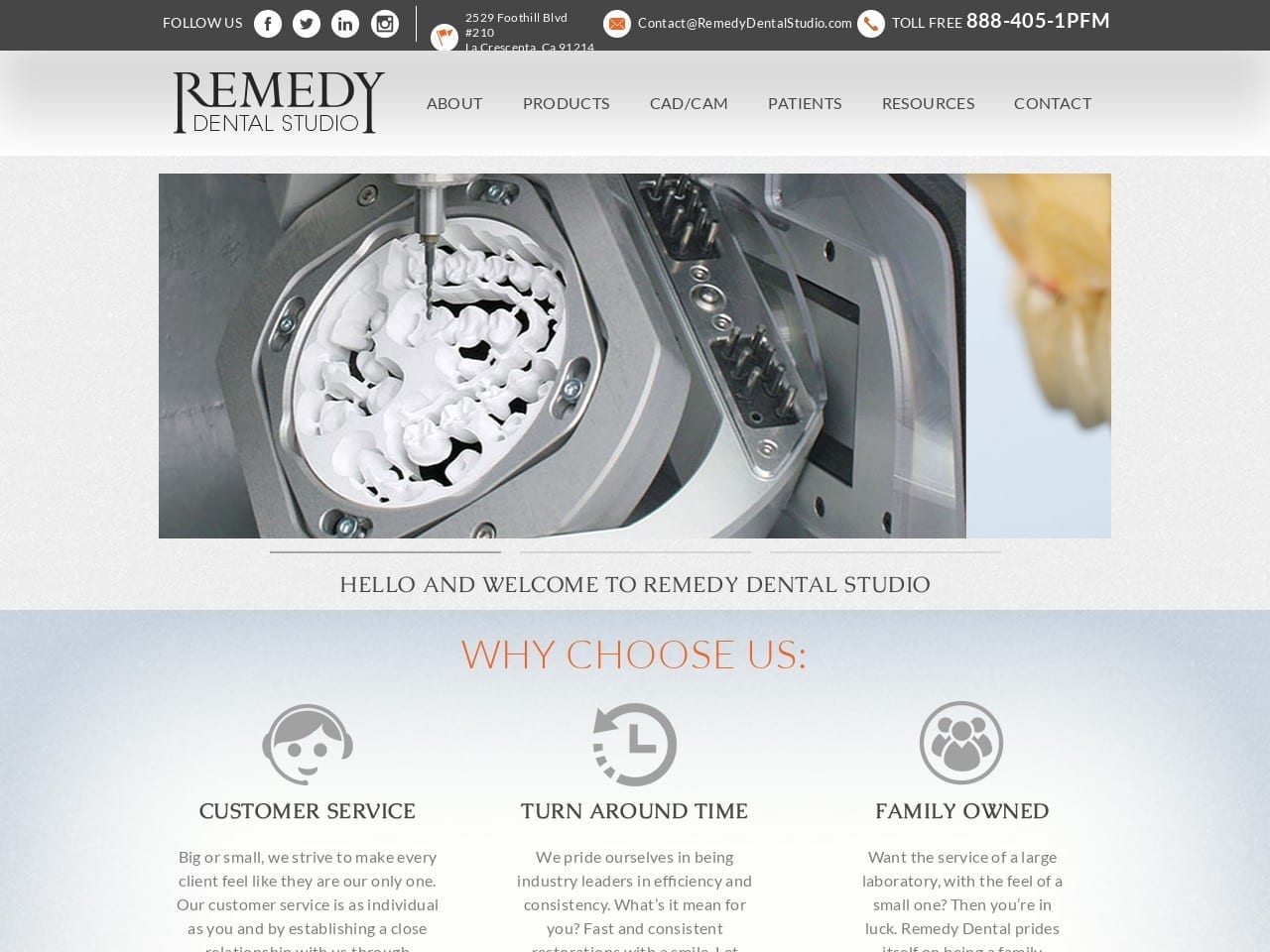 Remedy Dental Laboratory Website Screenshot from remedydentalstudio.com