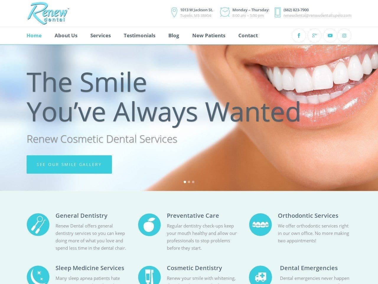 Renew Dental Website Screenshot from renewdentaltupelo.com