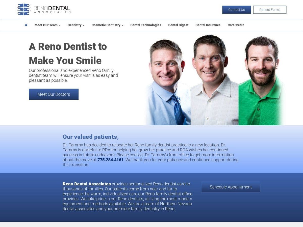 Reno Dental Associates Ltd Website Screenshot from renodentalassociates.com