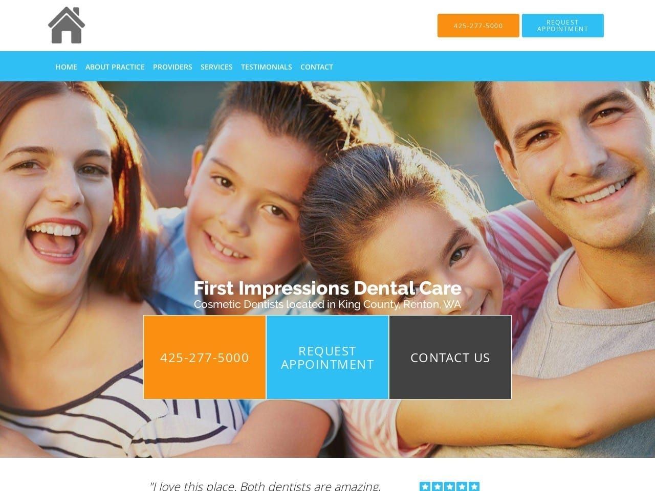 First Impressions Dental Care Website Screenshot from rentonsmiles.com