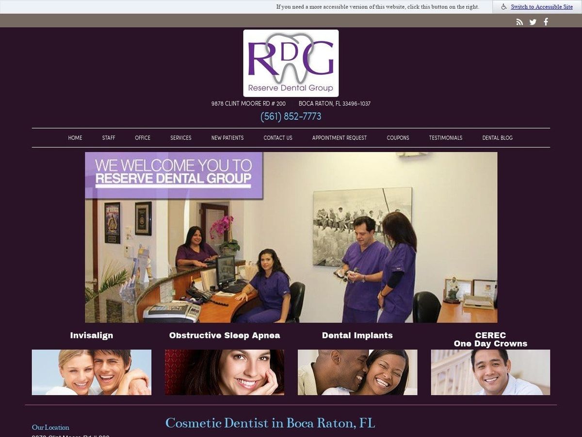 Reserve Dental Group Website Screenshot from reservedentalgroup.com