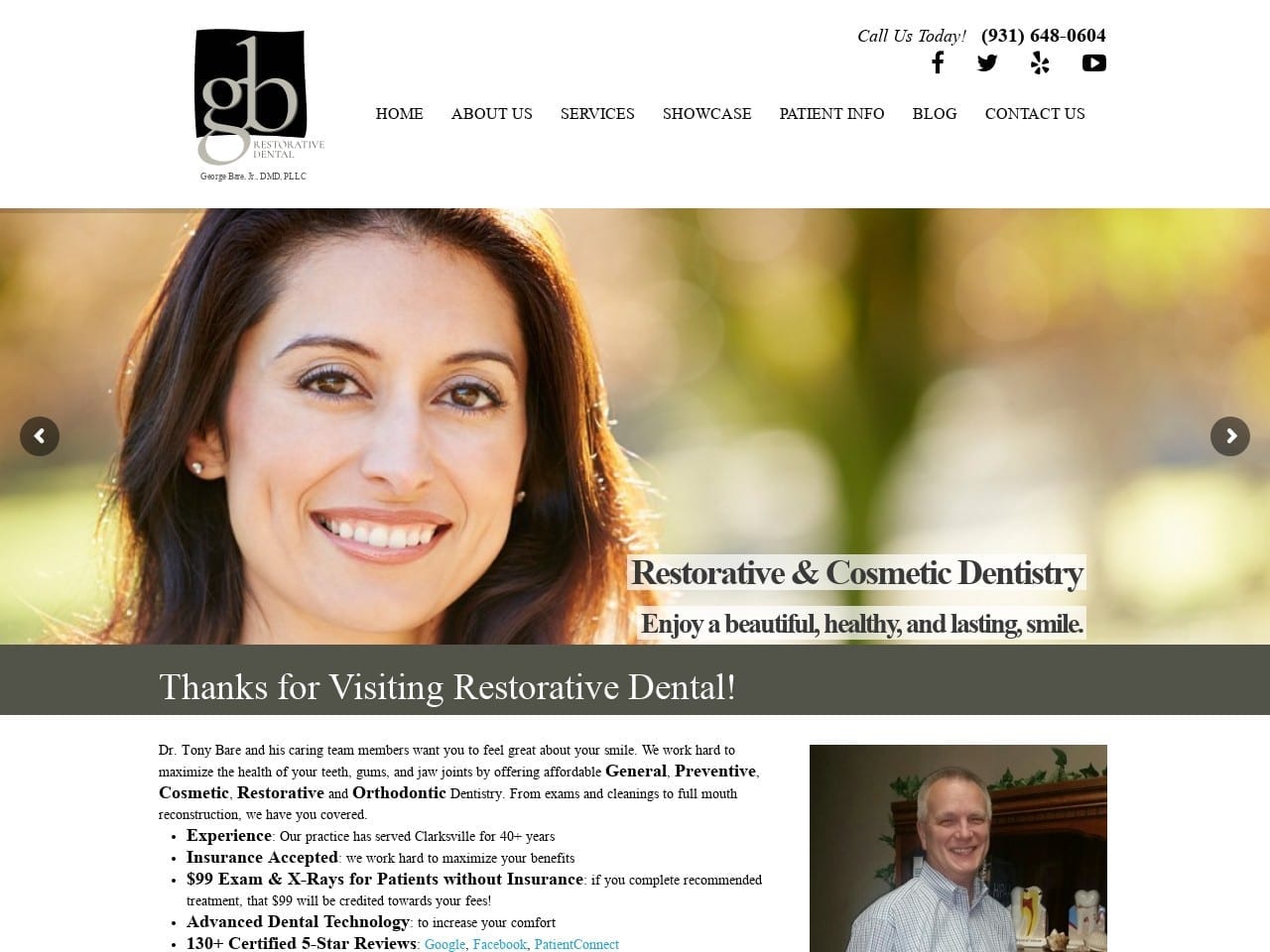 Restorative Dental Associates Website Screenshot from restorativedental.net