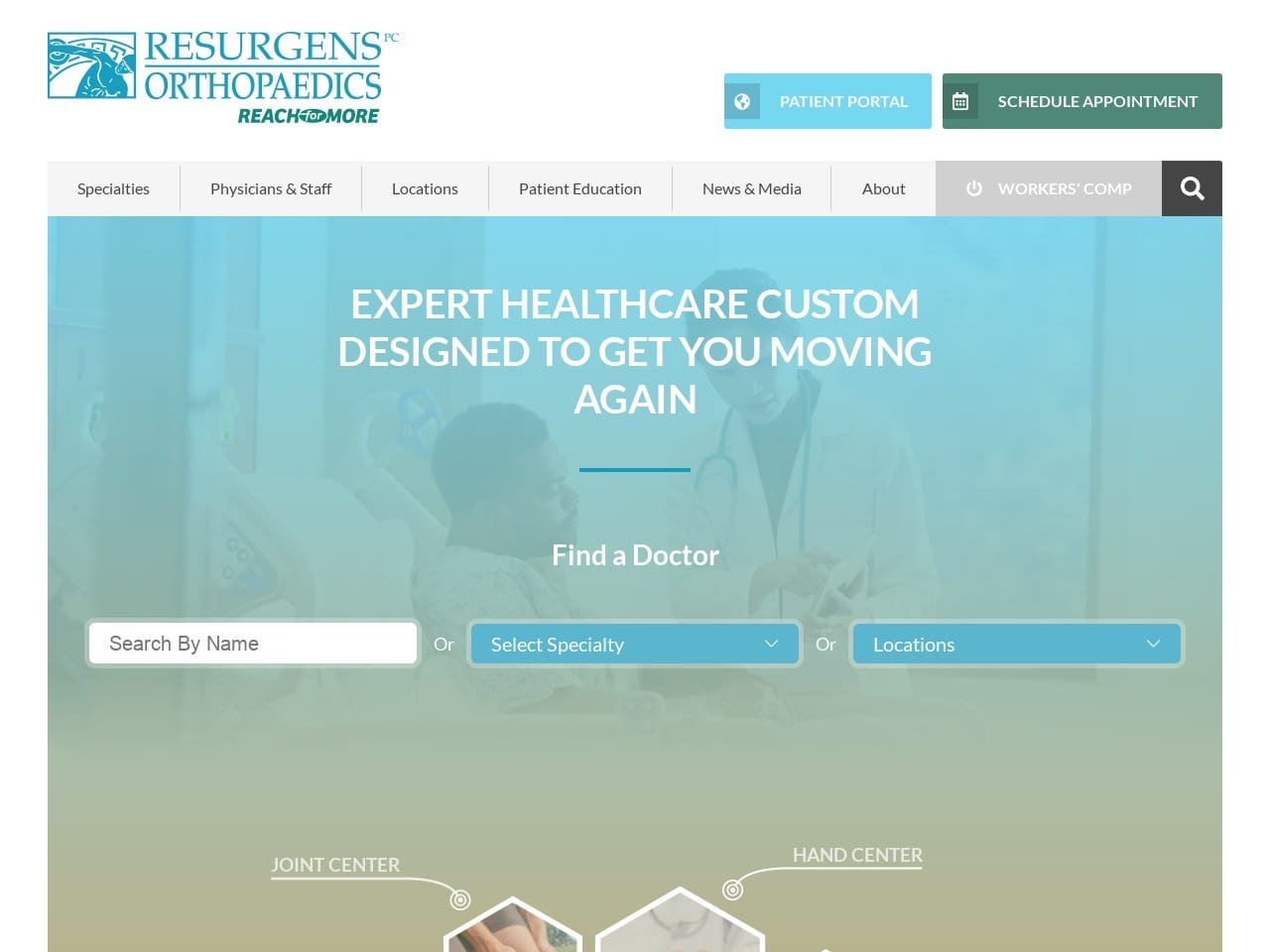 Resurgens Orthopaedics Website Screenshot from resurgens.com