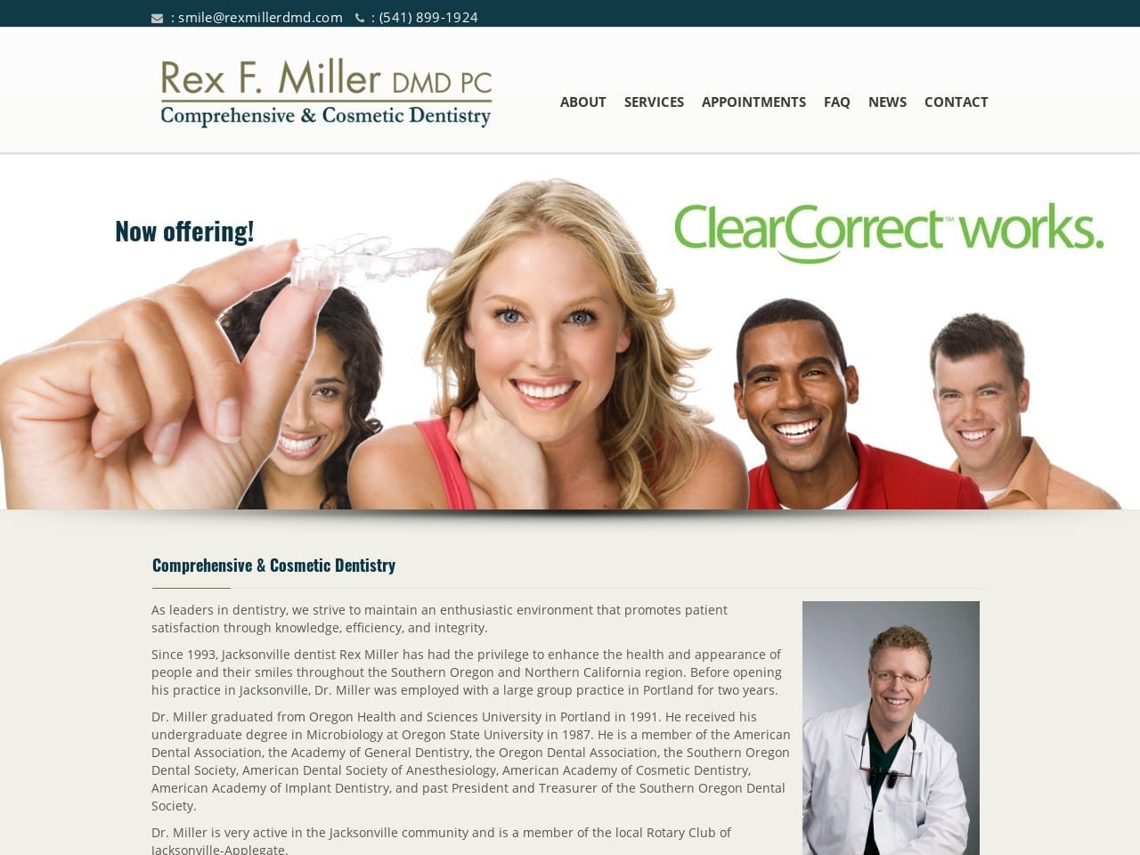 Rex F Miller PC Website Screenshot from rexmillerdmd.com