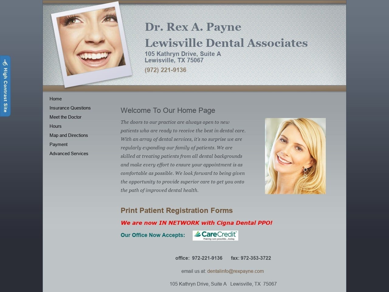 Lewisville Dental Associates Website Screenshot from rexpayne.com