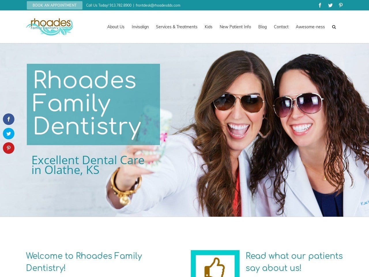 Rhoades Family Dentist Website Screenshot from rhoadesdds.com