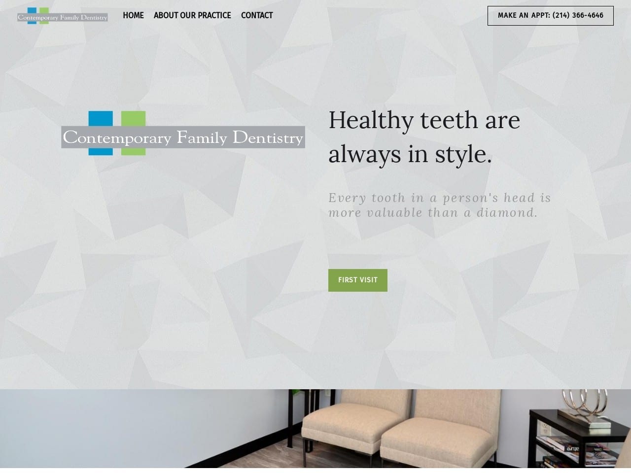 Contemporary Family Dentist Website Screenshot from richardgarciadds.com