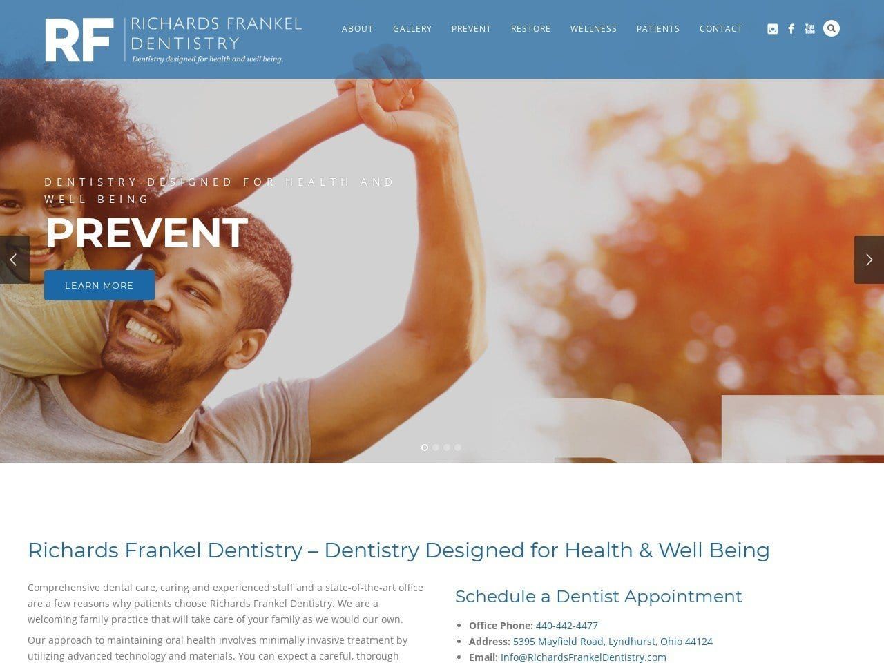 Richards Frankel Dentist Website Screenshot from richardsfrankeldentistry.com