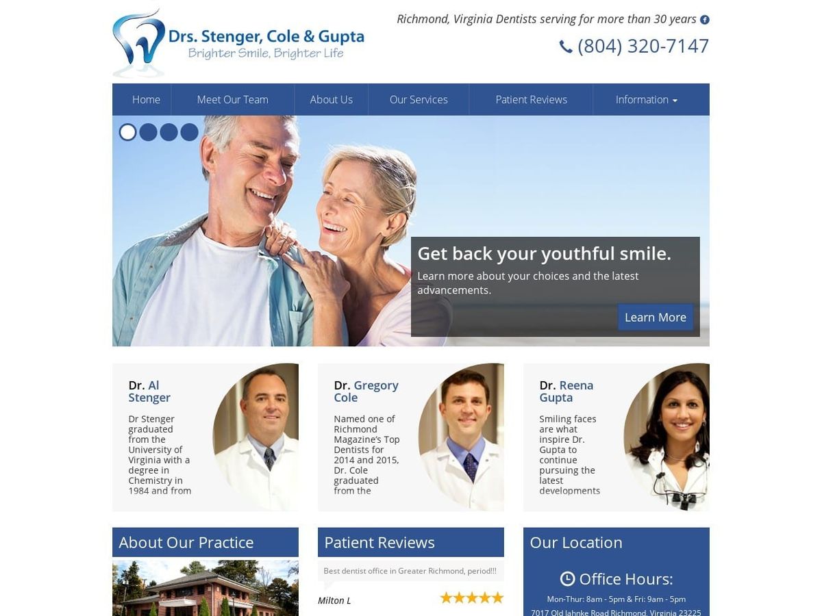 Schroeder Stenger Cole Dentist Website Screenshot from richmonddentist.net