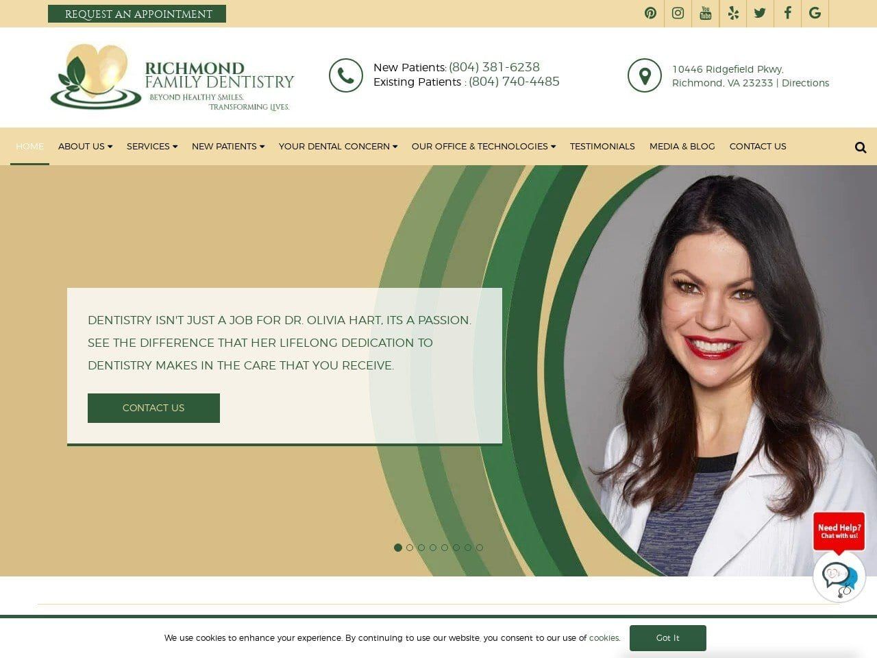 Richmond Family Dentist Website Screenshot from richmondfamilydentistry.com