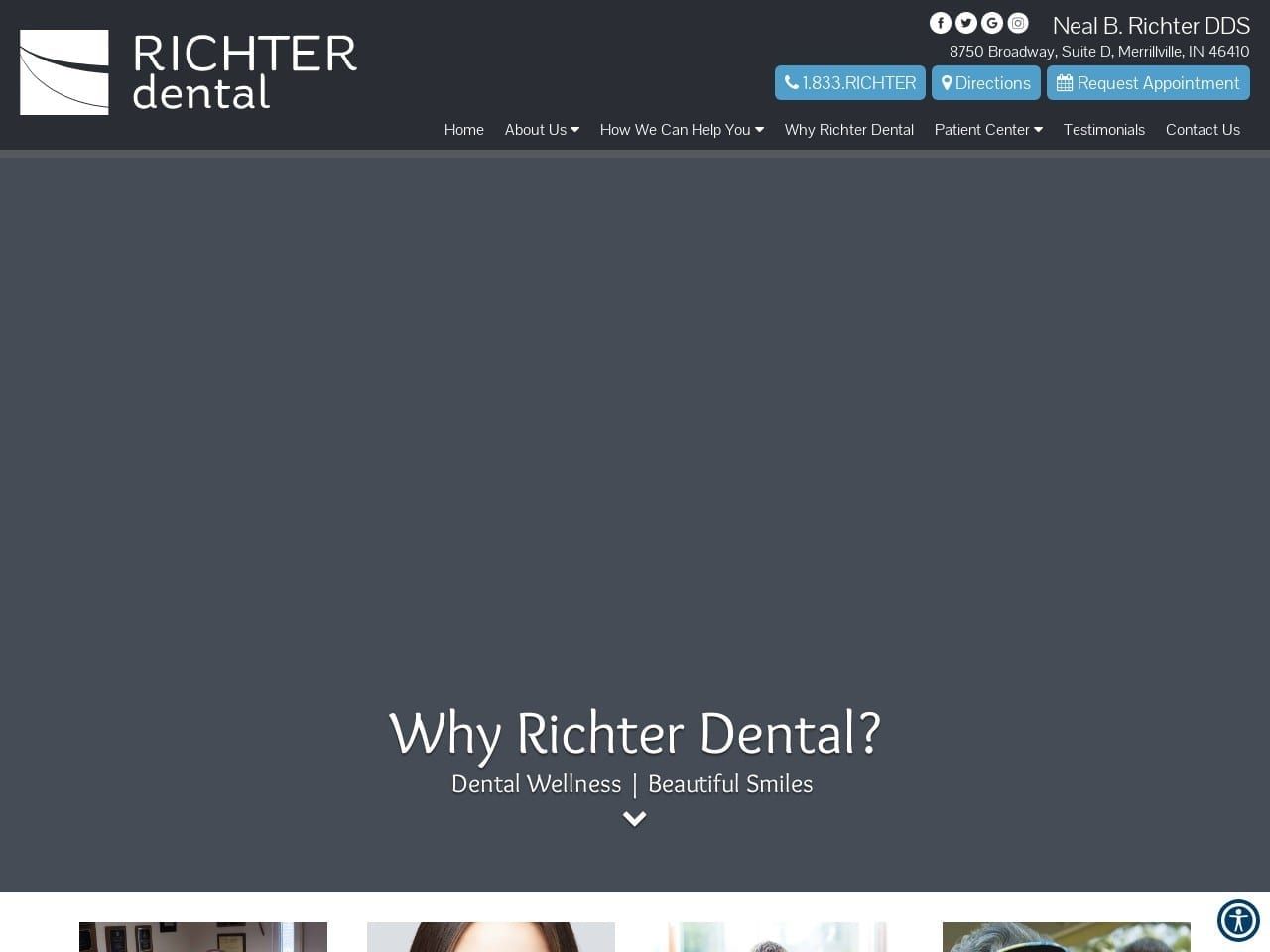 Richter Dental Merrillville Website Screenshot from richterdental.com