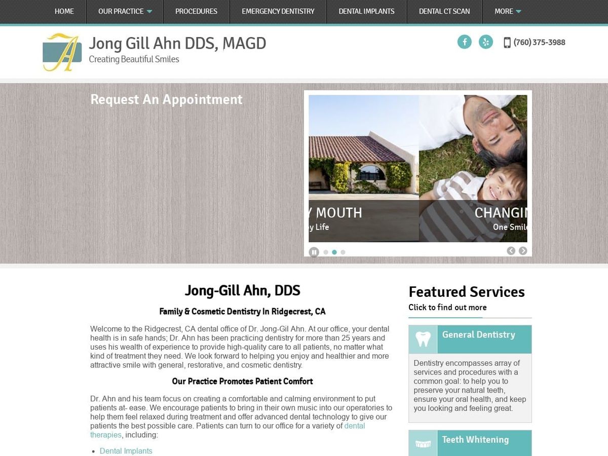 Ahn Jong Website Screenshot from ridgecrestdentistry.com