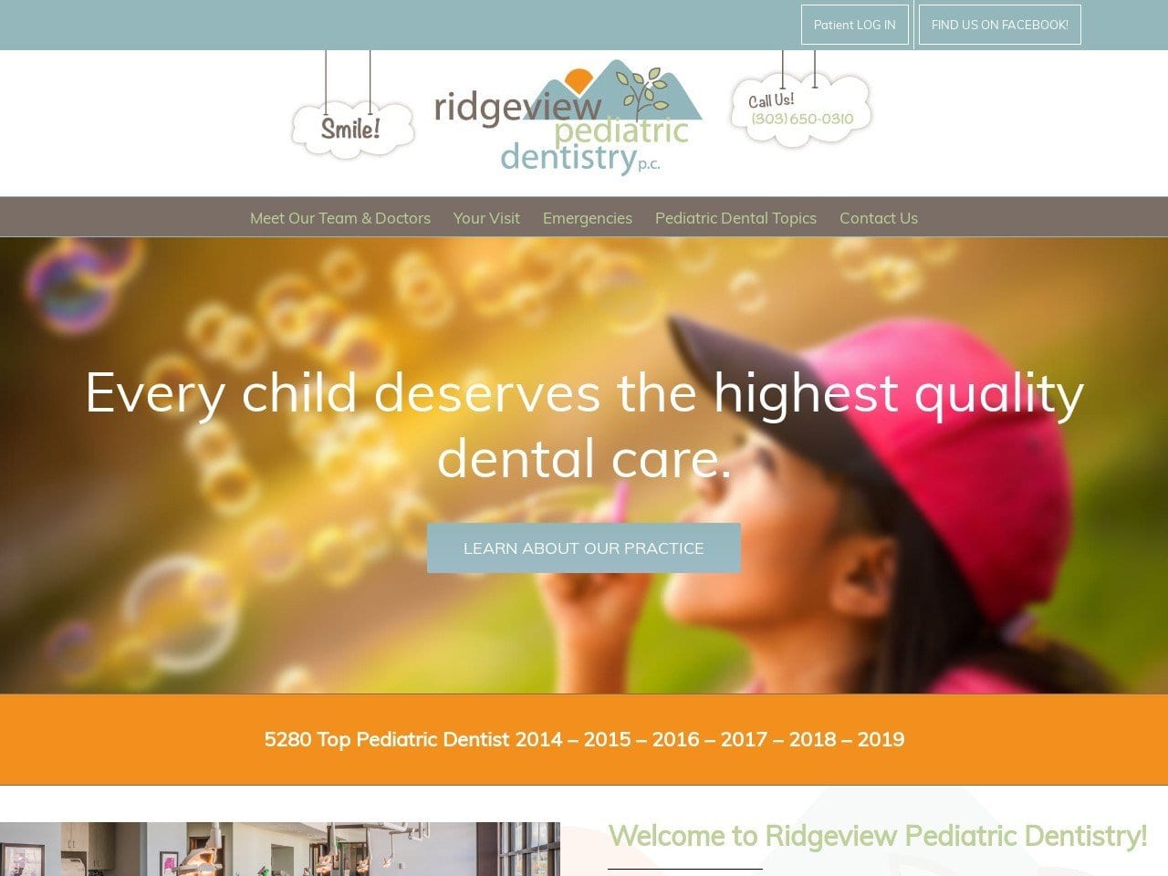 Ridgeview Pediatric Dentist Website Screenshot from ridgeviewkids.com