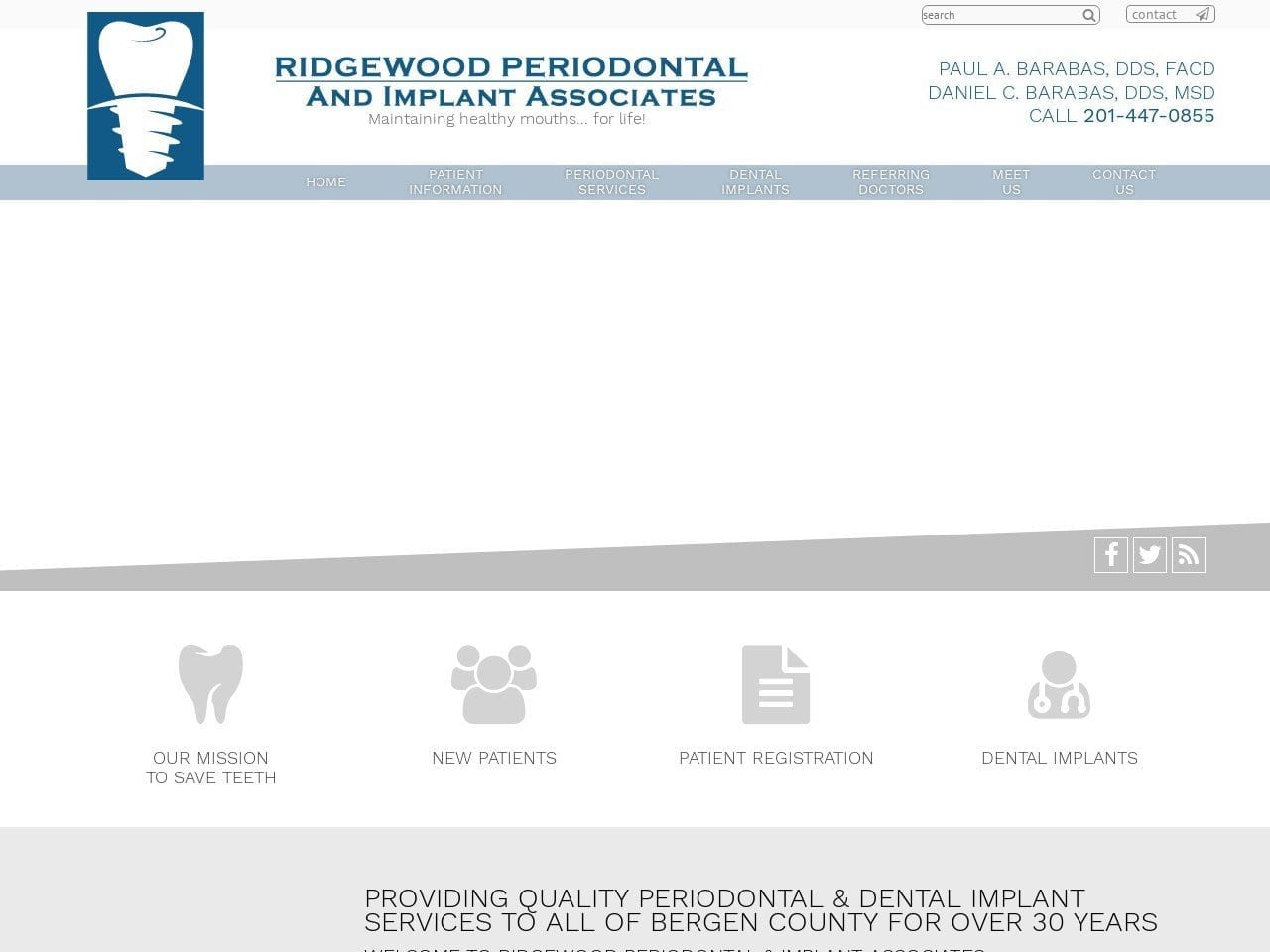 Ridgewood Periodontal and Implant Associates Website Screenshot from ridgewoodperioimplant.com