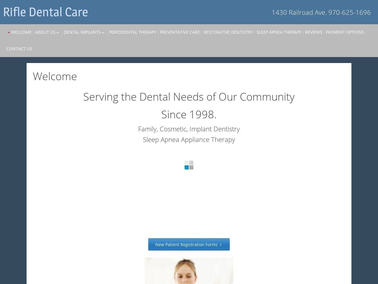 Rifle Dental Care Website Screenshot from rifledentalcare.com