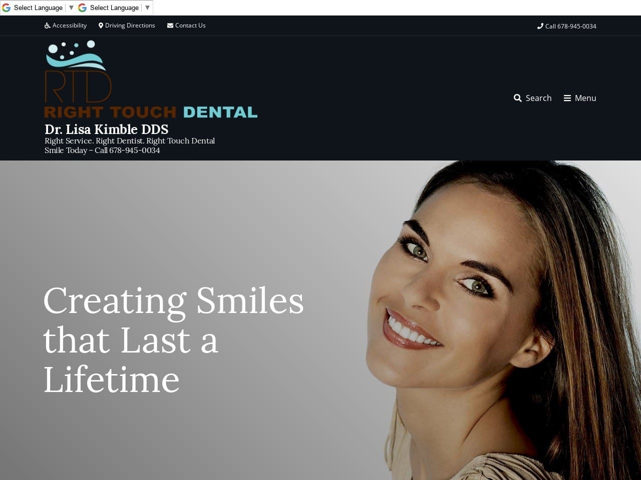 Right Touch Dental LLC Kimble Lisa DDS Website Screenshot from righttouchdentalinc.com