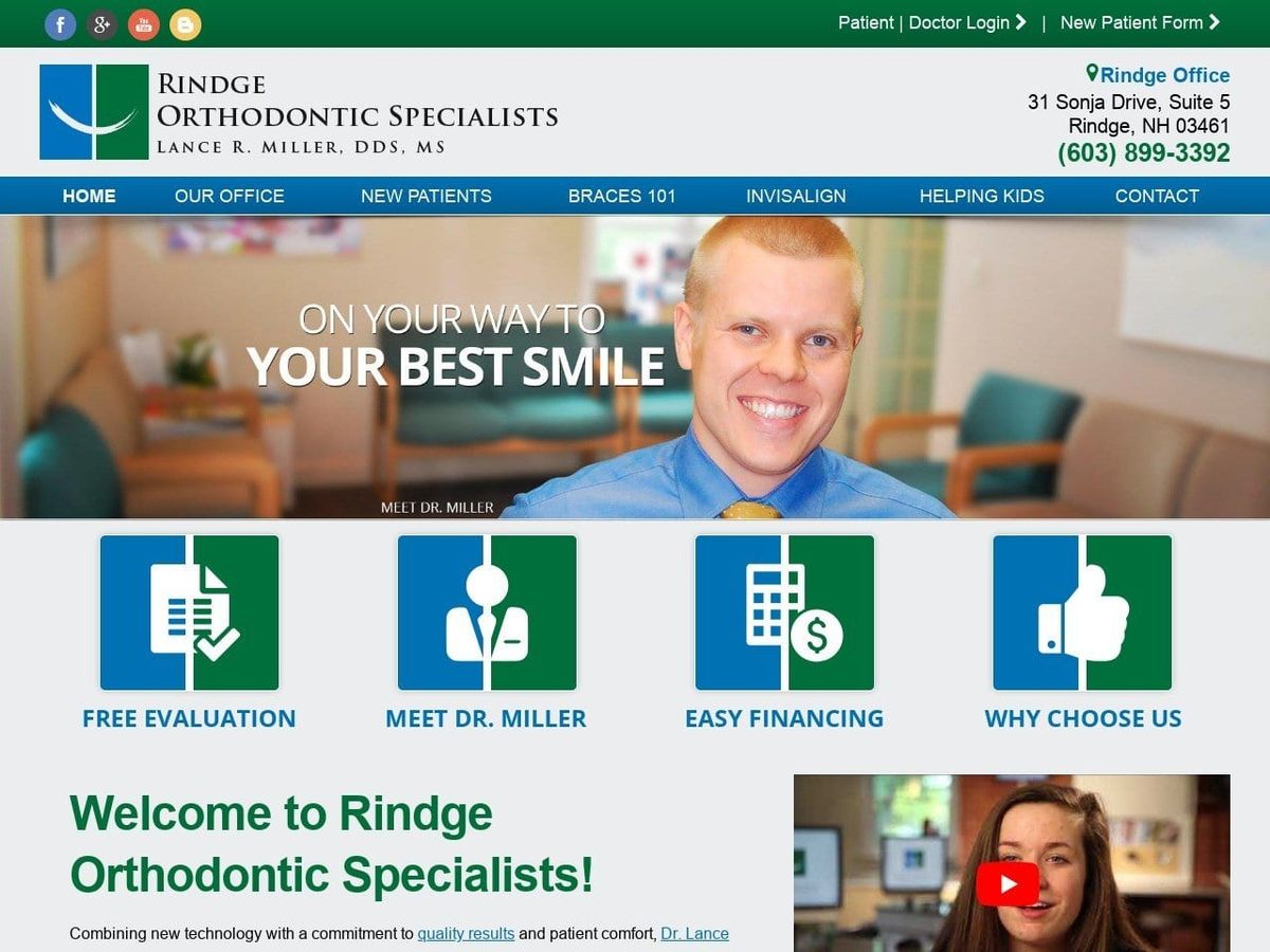 Rindge Orthodontic Specialists Website Screenshot from rindgeortho.com