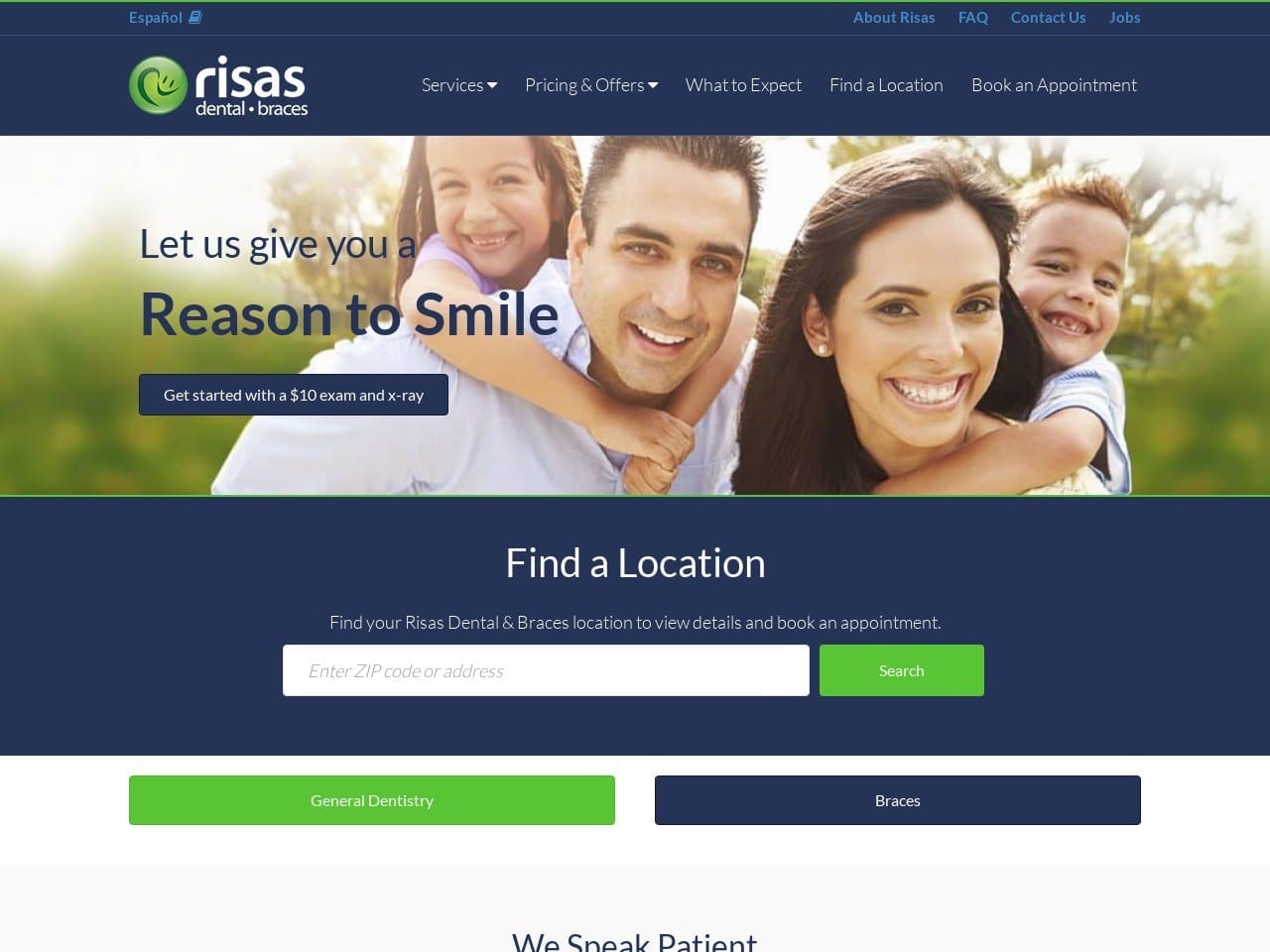 Risas Dental Dentist Website Screenshot from risasdental.com