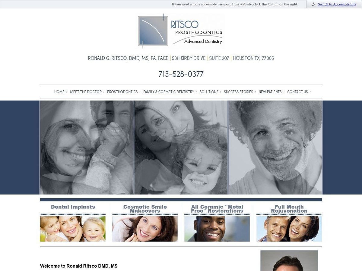 Ritsco Prosthodontics Website Screenshot from ritscosmiles.com
