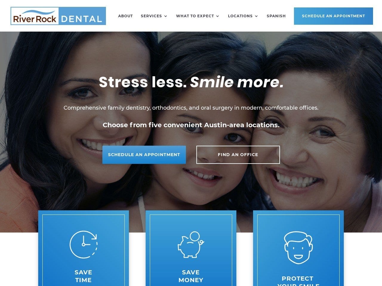 River Rock Dental Website Screenshot from riverrockdentalfamily.com