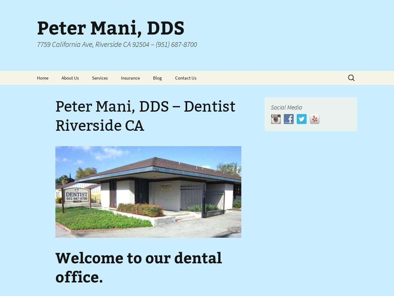 Peter Mani DDS Website Screenshot from riversidecadentist.com