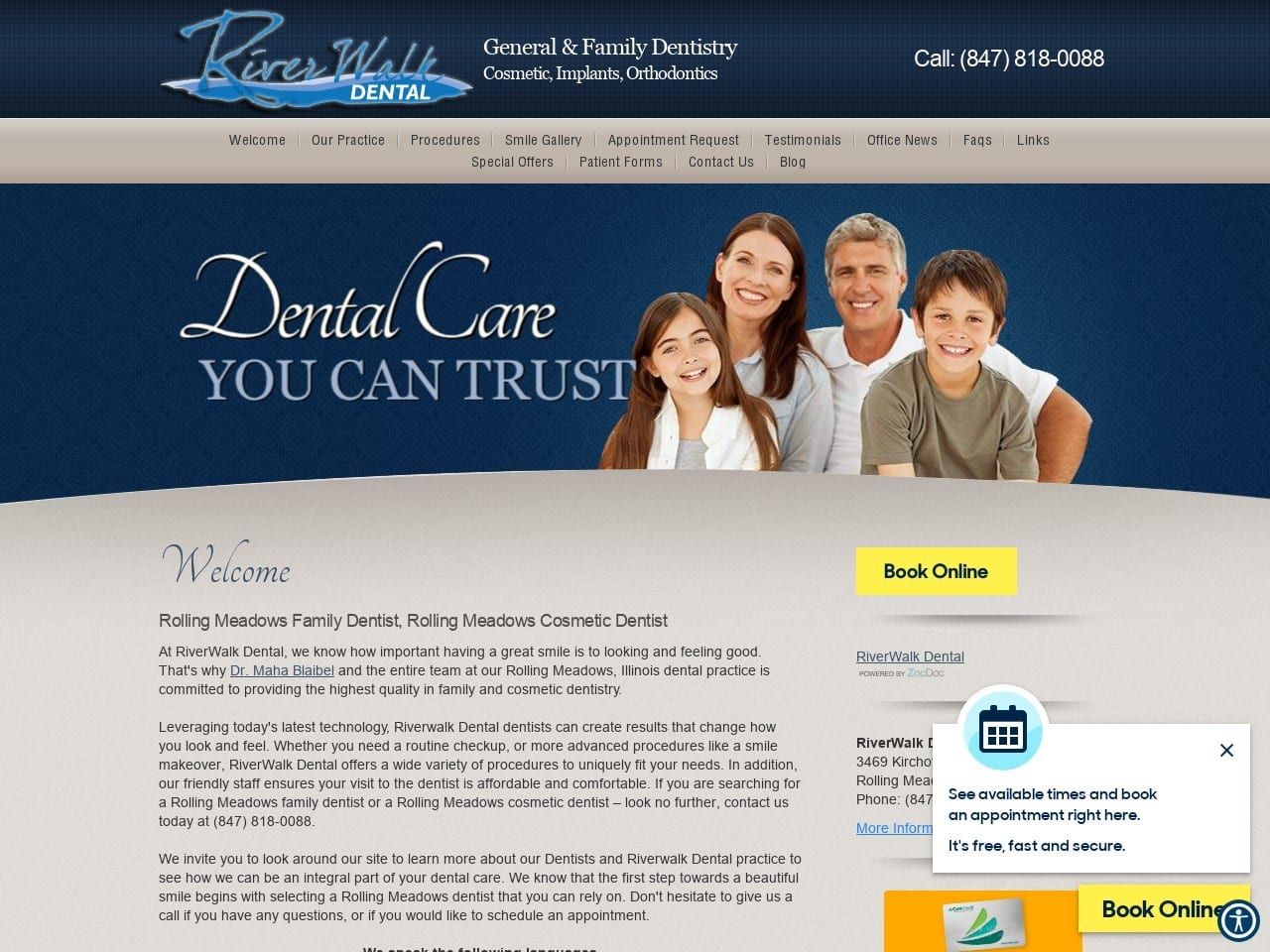 Riverwalk Dental  Center Website Screenshot from riverwalkdentalcenter.com