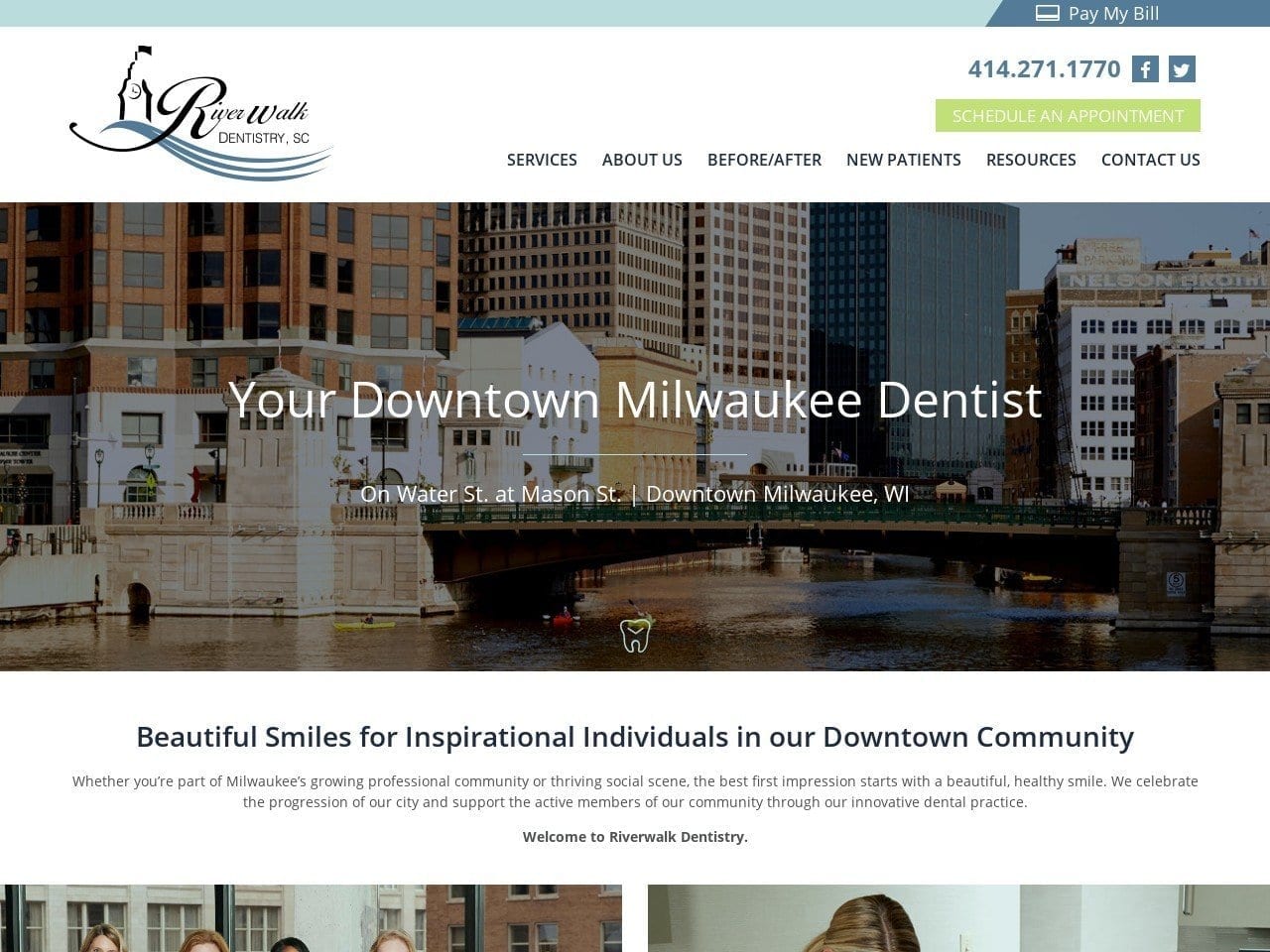 Riverwalk Dentistry Website Screenshot from riverwalkdentistry.com