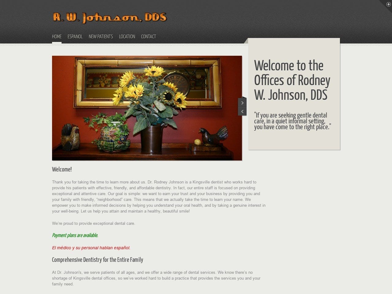 Dr. Rodney W. Johnson DDS Website Screenshot from rj-dds.com