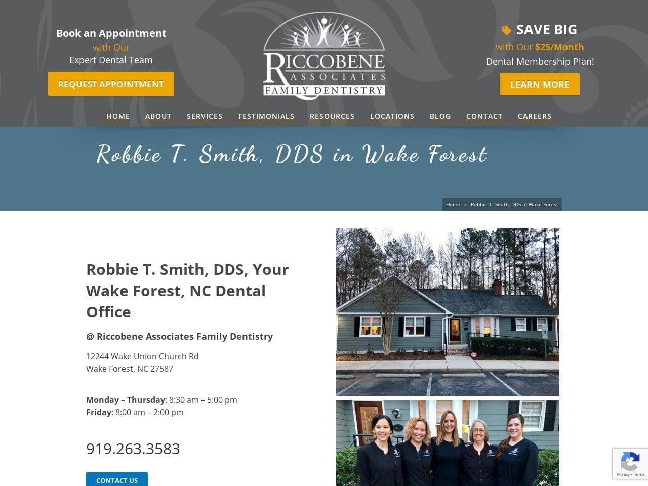 Robbie T. Smith DDS Website Screenshot from robbiesmithdds.com