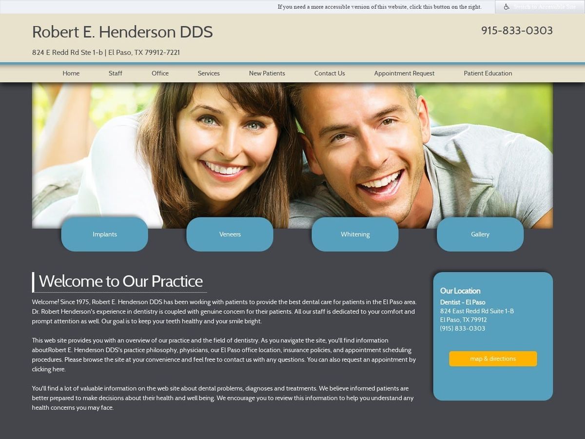 Robert E. Henderson DDS Website Screenshot from robertehendersondds.com