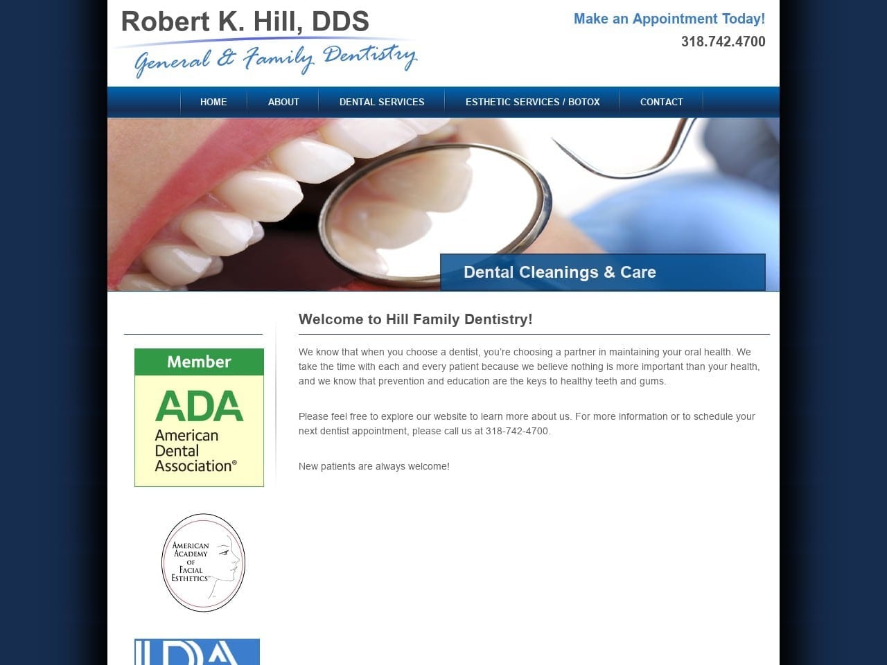 Dr. Robert K. Hill DDS Website Screenshot from roberthilldds.com