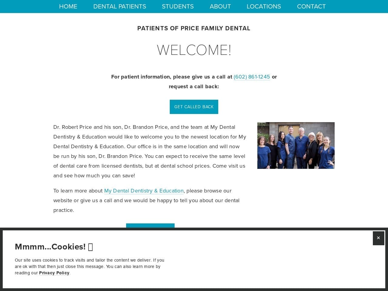 Robert J. Price DDS Website Screenshot from robertjpriceddspc.com