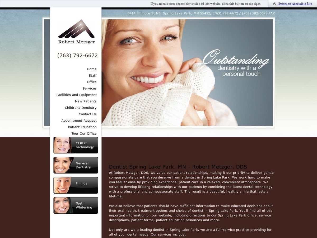 Robert E. Metzger DDS Website Screenshot from robertmetzgerdds.com