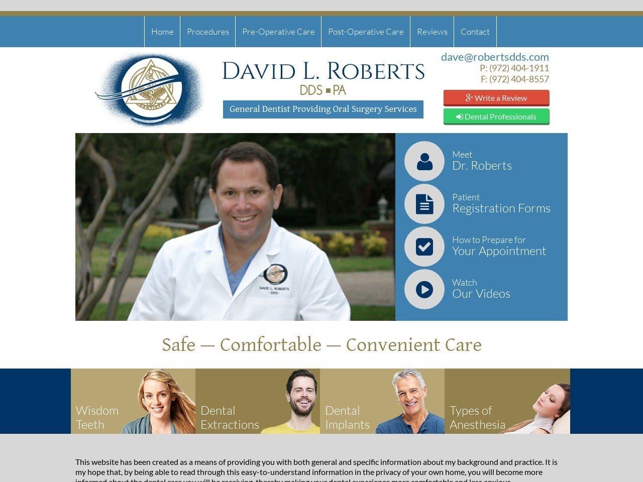 Dr. David L. Roberts DDS Website Screenshot from robertsdds.com
