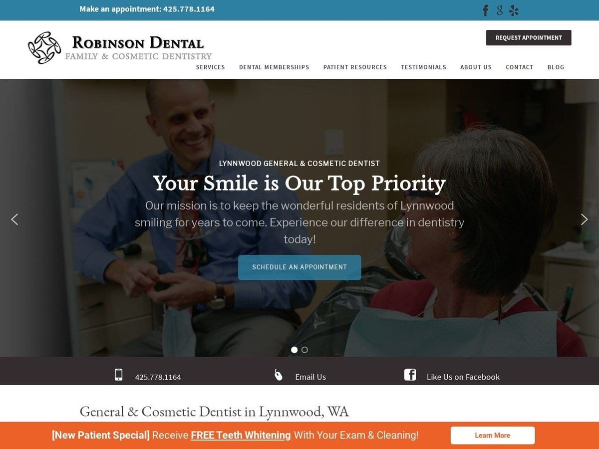 Robinson Dental Website Screenshot from robinson-dental.com