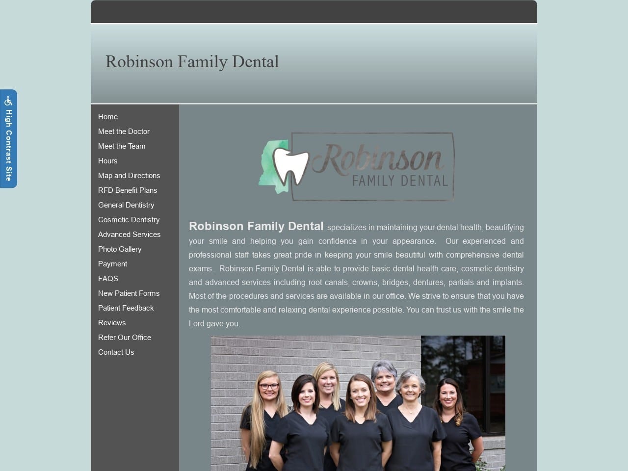 Robinson Family Dental Website Screenshot from robinsonfamilydental.net